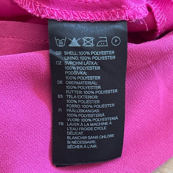 H&M Fuschia Strapless Ruched Ruffle Front Inverted Hem Party Dress, Size 2 - Picture 5 of 9